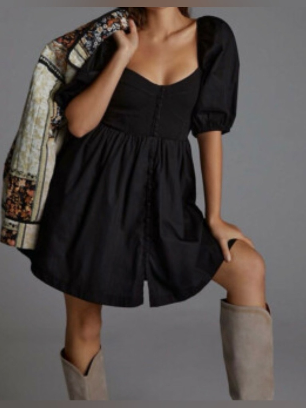 Maeve by Anthropologie Maeve Black Textured Dress